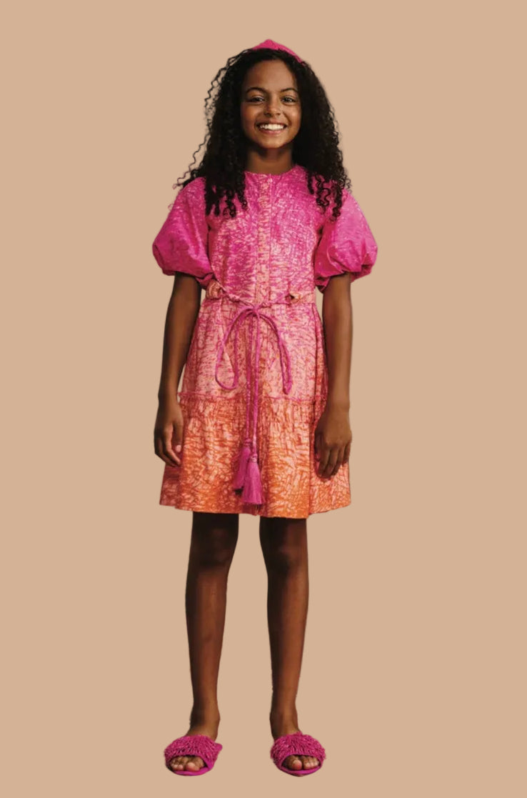 Magenta orange ombre speckled dress