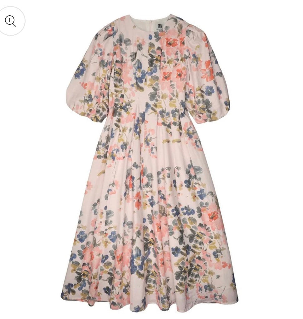 Water color Pleated linen dress
