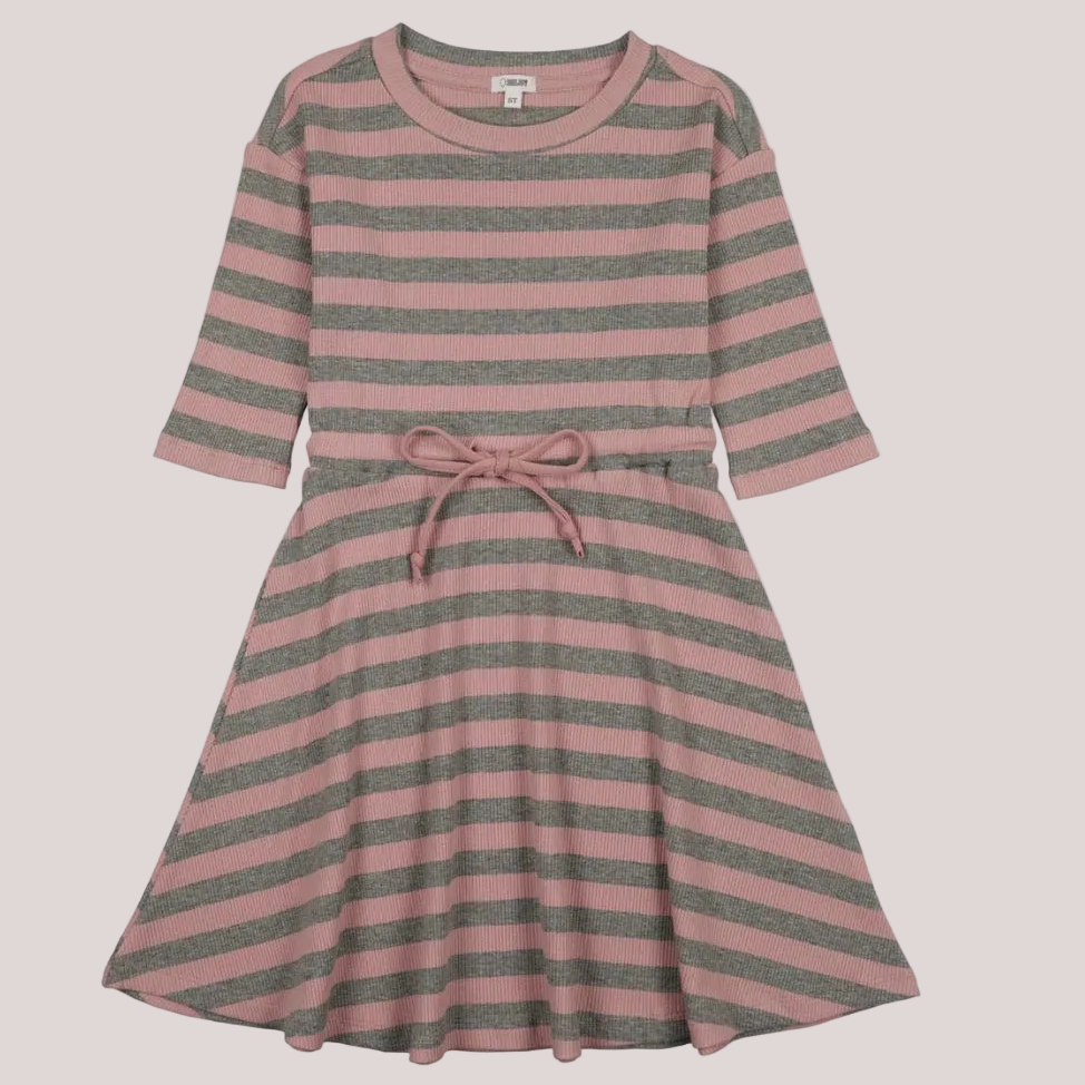 Grey and pink stripe dress