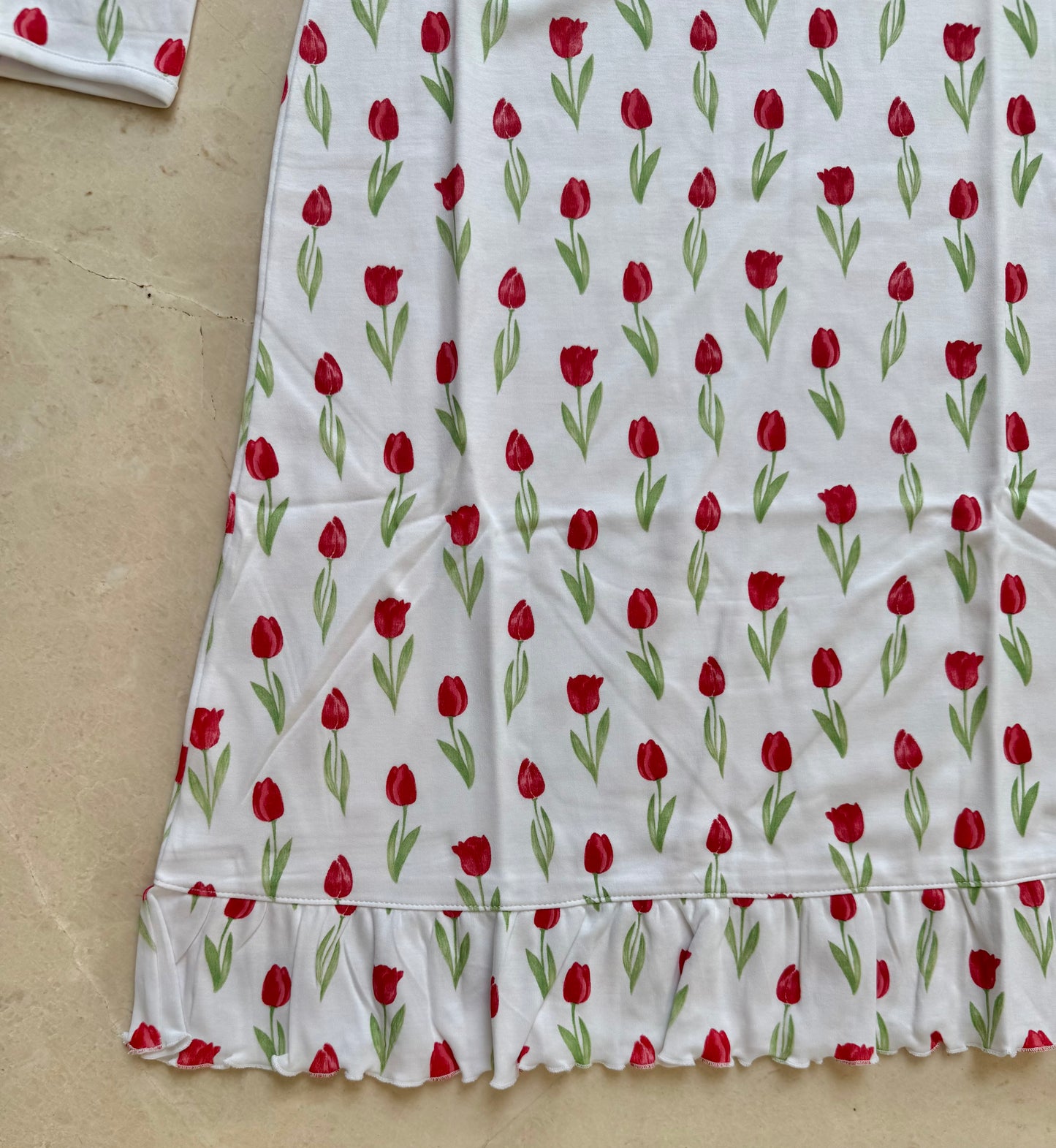 Red tulips pajama dress