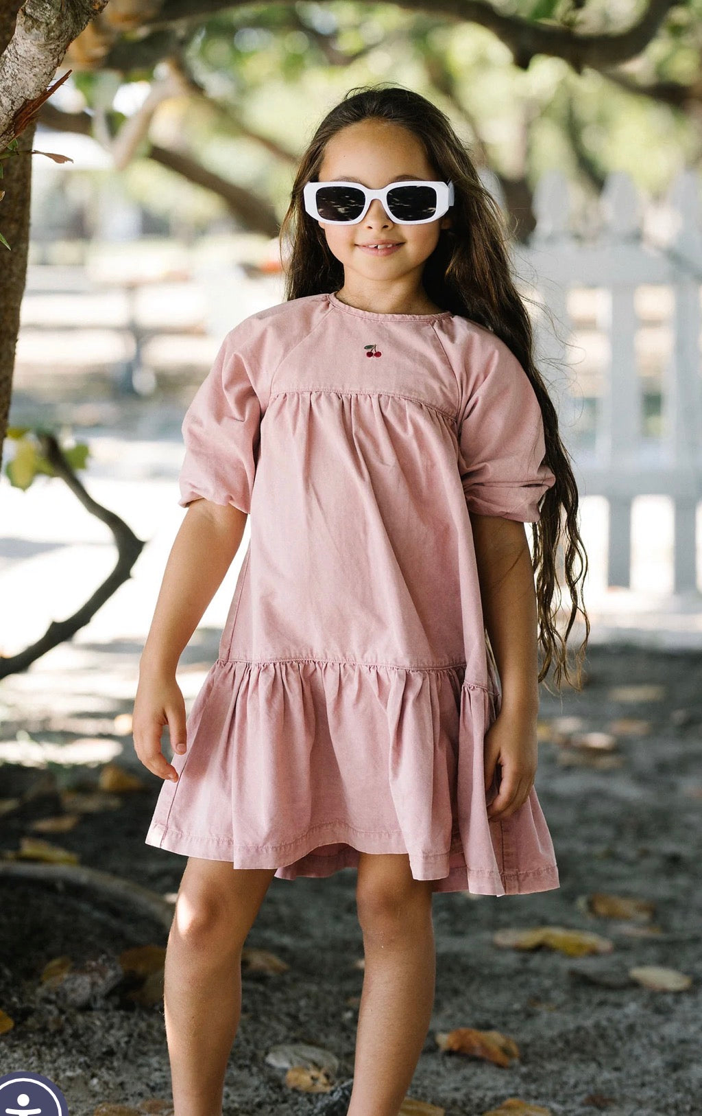 3/4 Sleeve pink denim dress