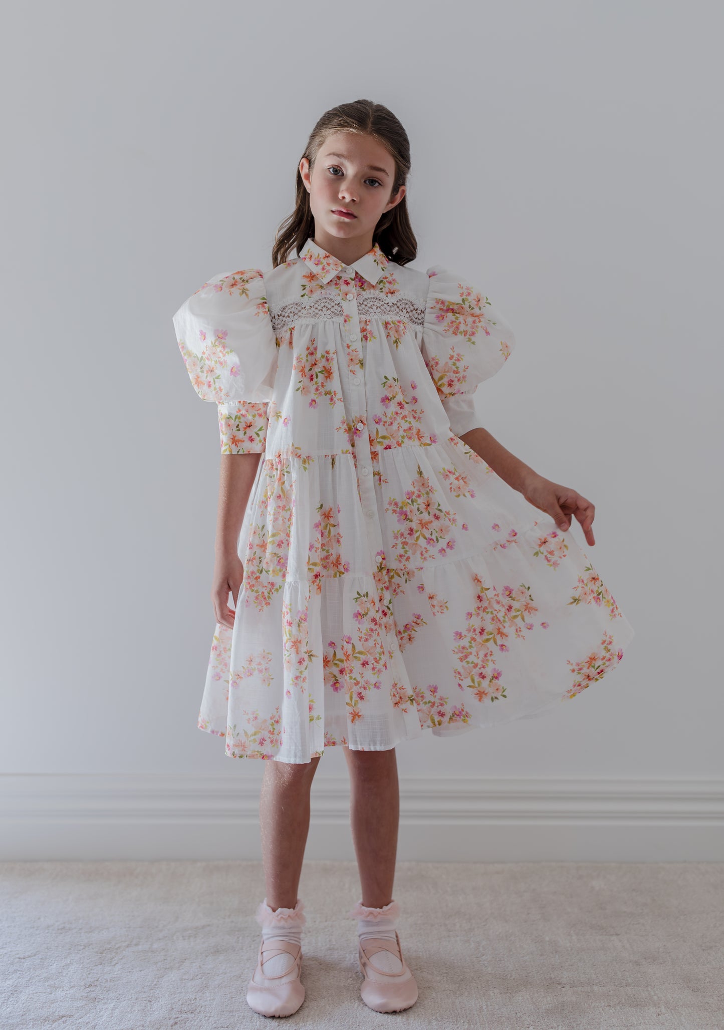 Ditsy print shirt dress