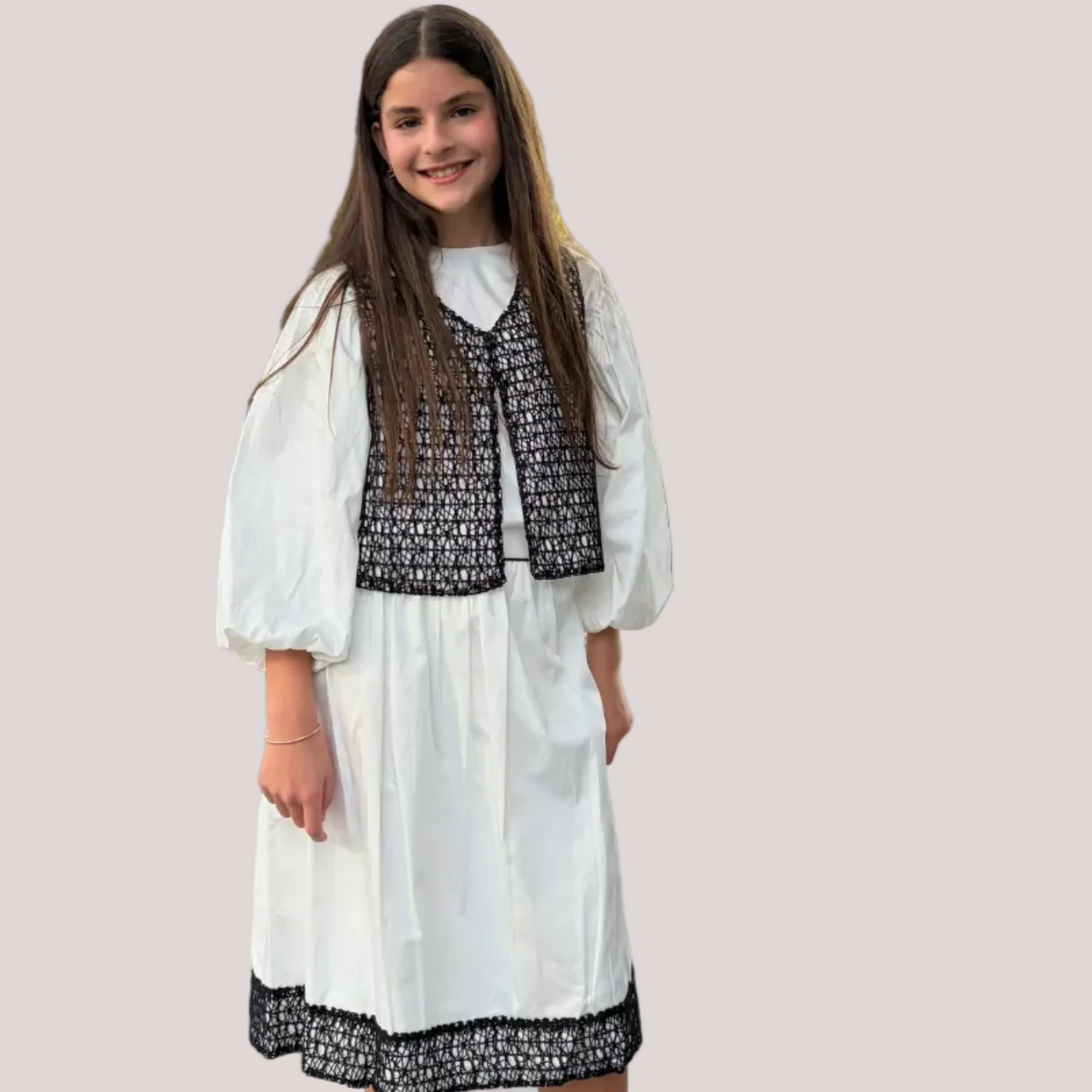Black and white crochet vest set