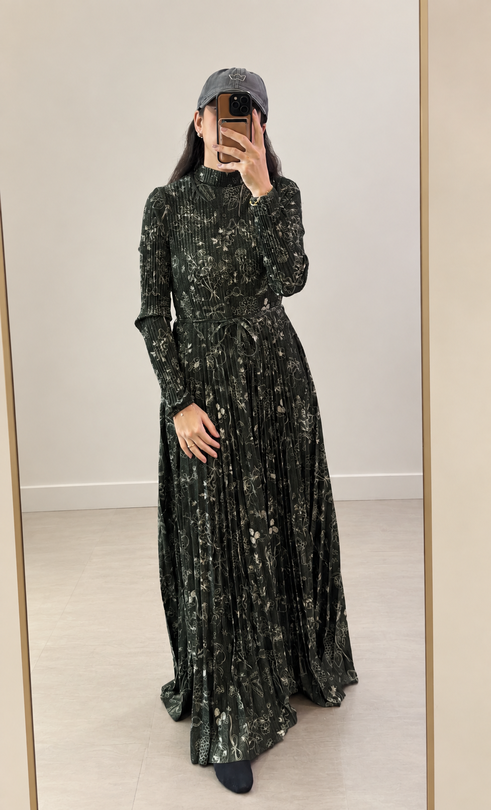 Metallic green floral dress