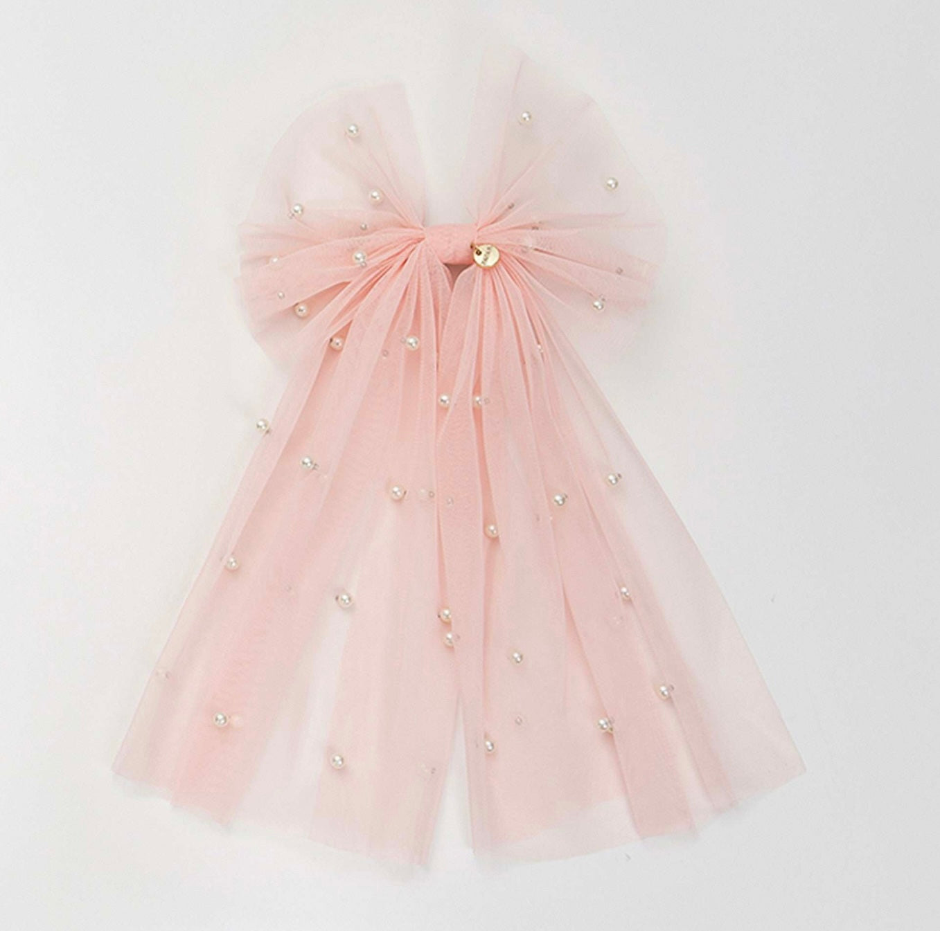 PEARL TULLE BOW CLIP