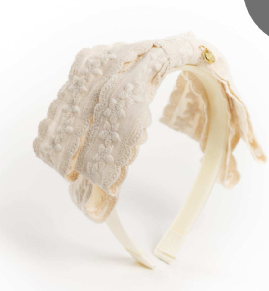Lace headband beige