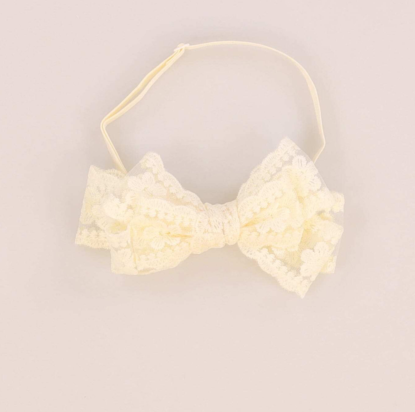 LACE BOW BABY BAND BEIGE