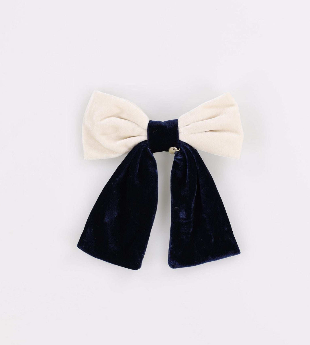 TWO TONE VELVET BOW CLIP