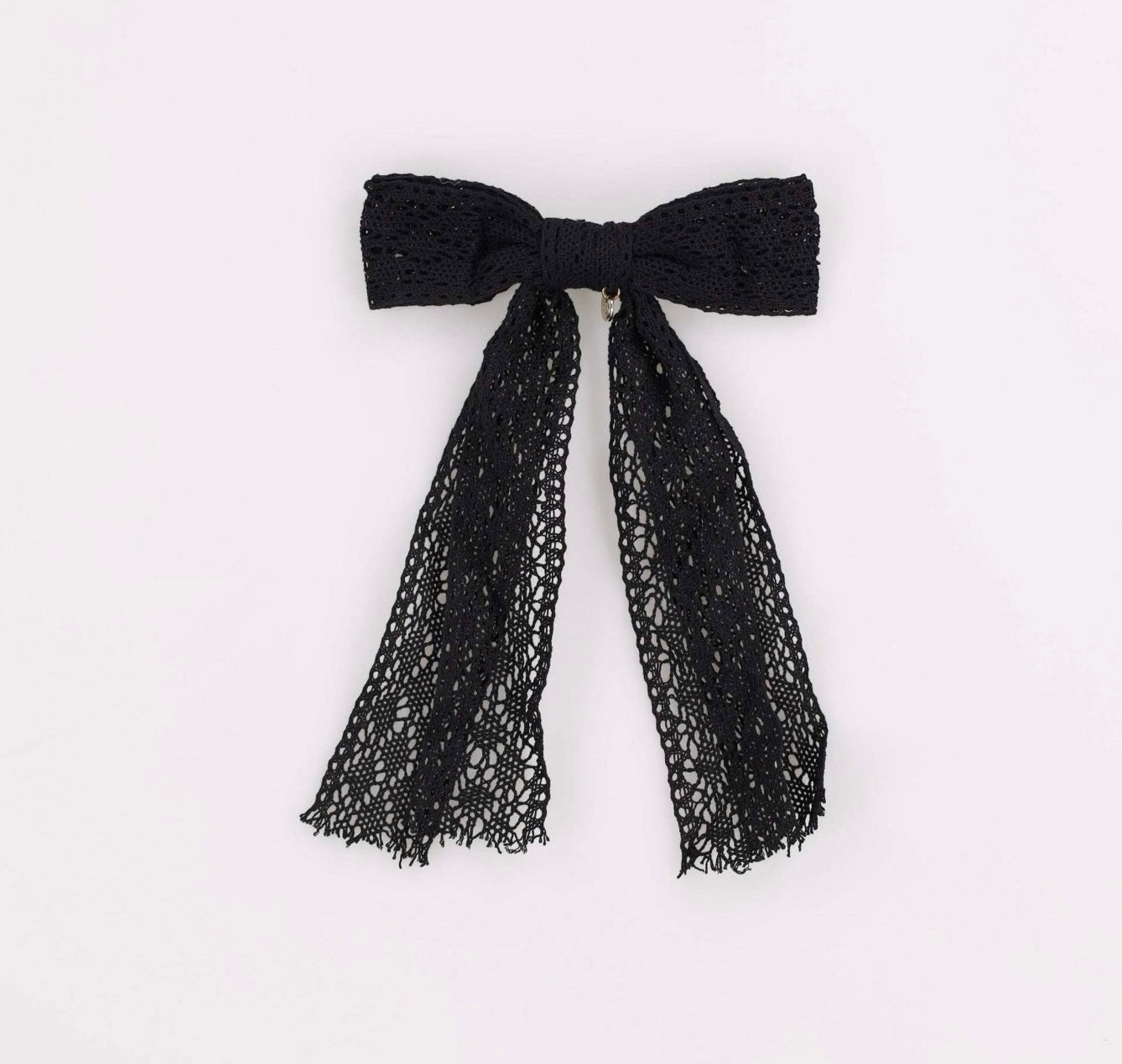 LACE LONG BOW CLIP BLACK