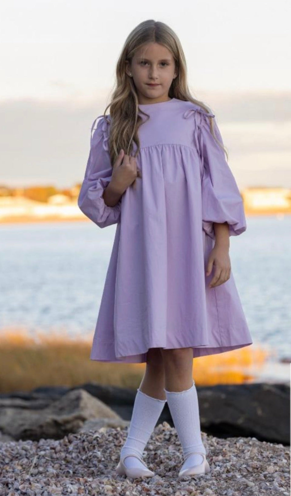 Lavender Tie Sleeve Dress