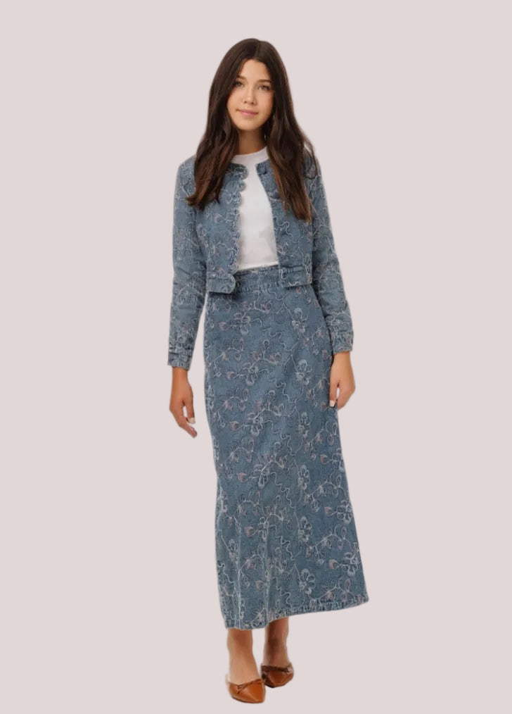 ABSTRACT EMBROIDED DENIM SET