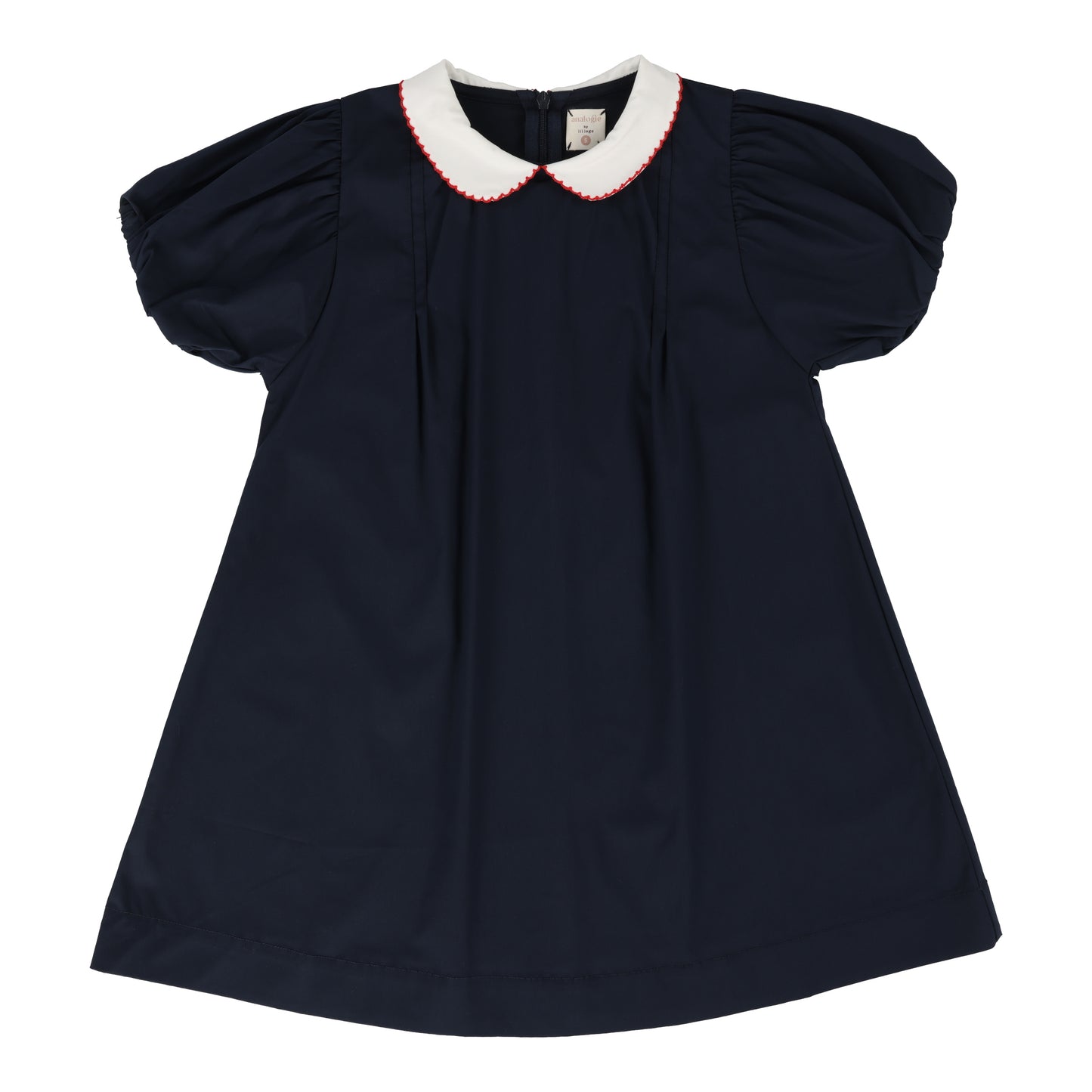 PUFF SHORT SLEEVE NAVY DRESS