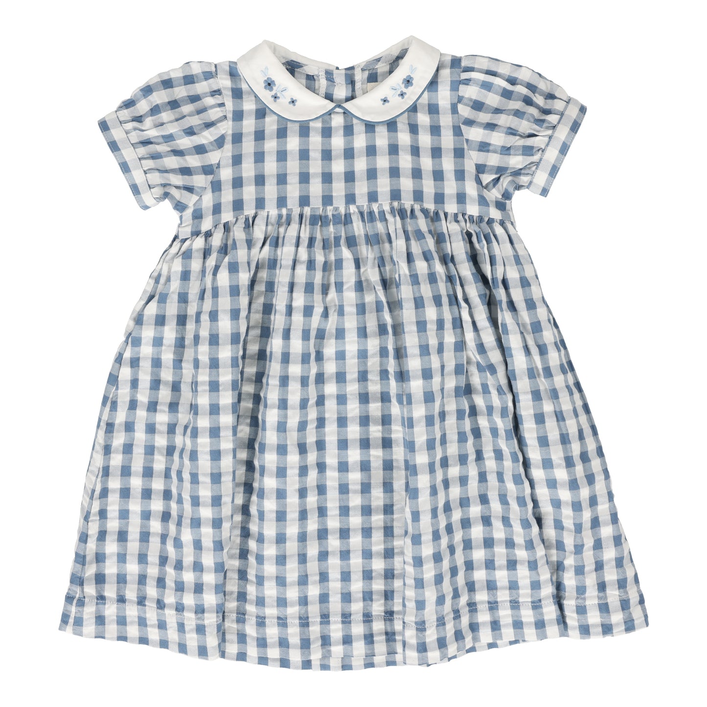 GINGHAM SHORT SLEEVE BRIGHT BLUE DRESS