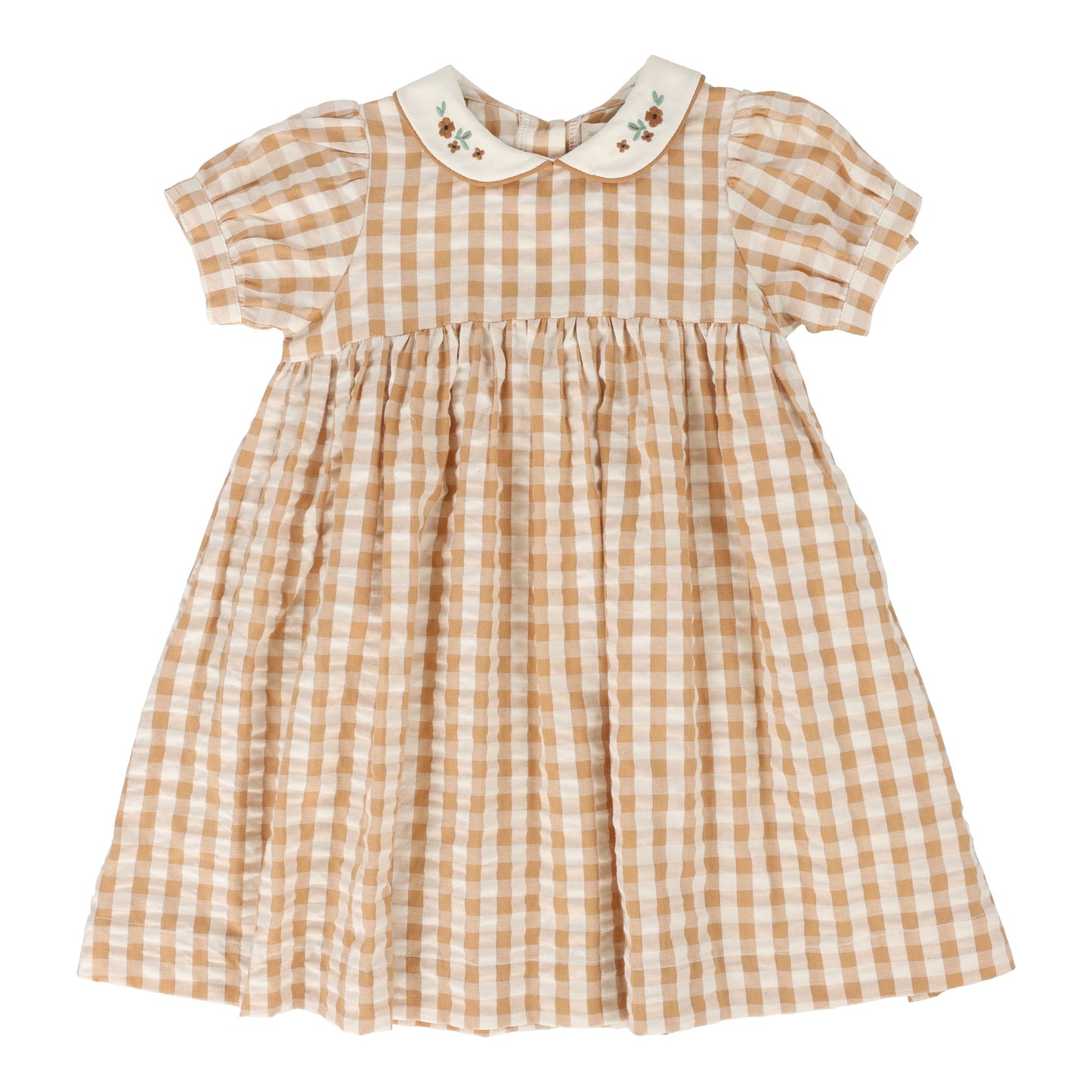 GINGHAM DRESS SHORT SLEEVE GOLDEN