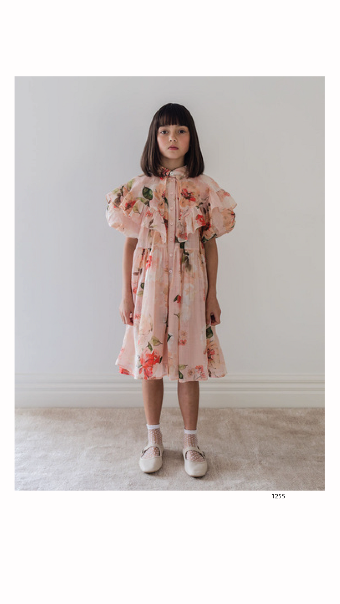 PEACH PEONY COLLAR DRESS SHORT SLEEVE