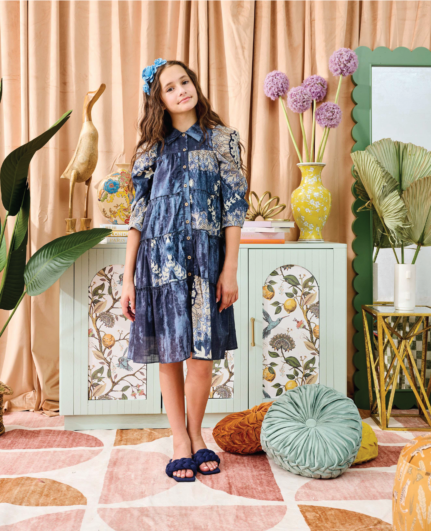 BLUE TIERED DRESS