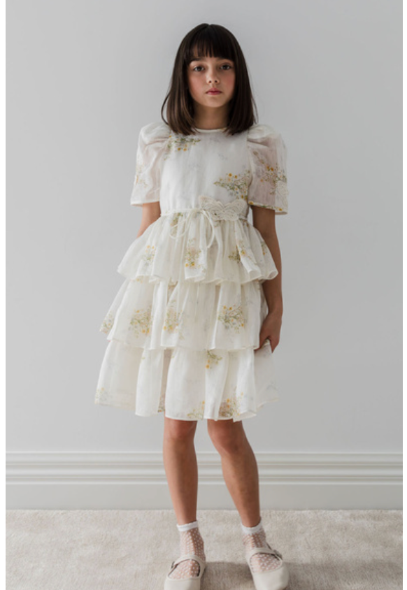 SPRING MEADOW BUTTERFLY SHORT SLEEVE DRESS