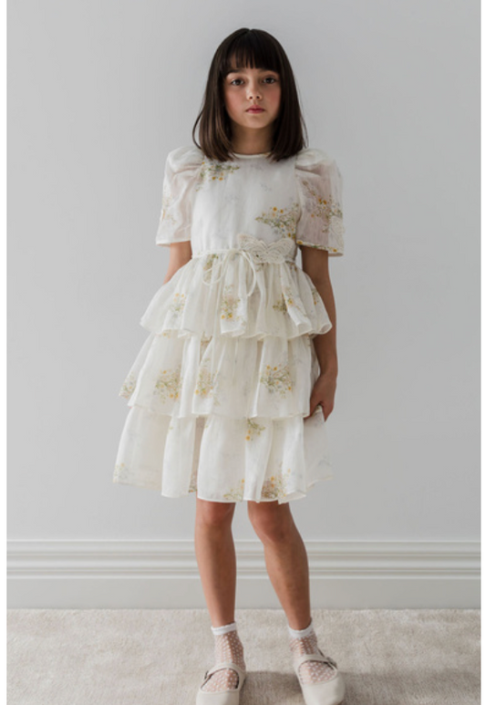 SPRING MEADOW BUTTERFLY SHORT SLEEVE DRESS