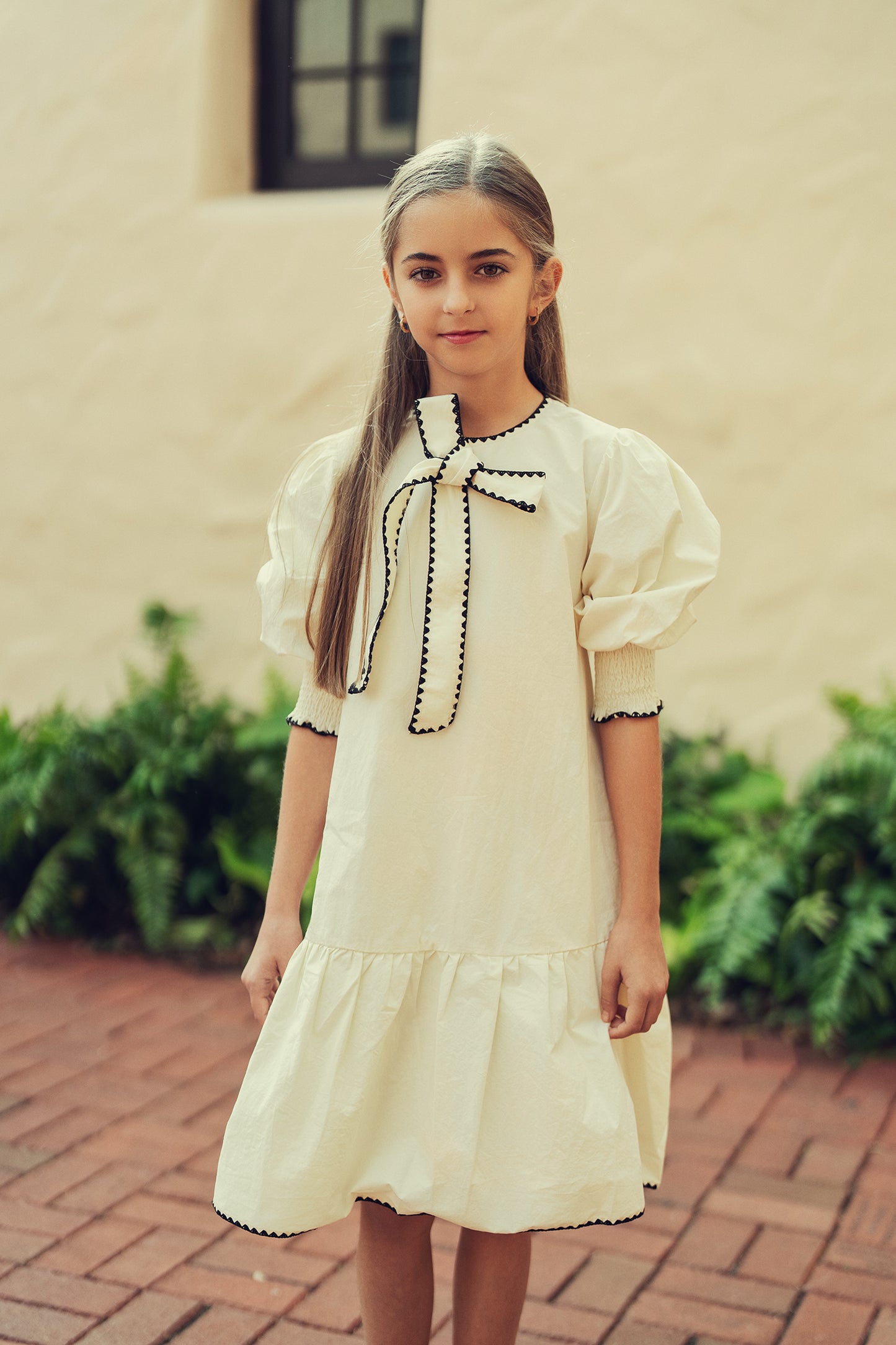 IVORY STICH BOW DRESS