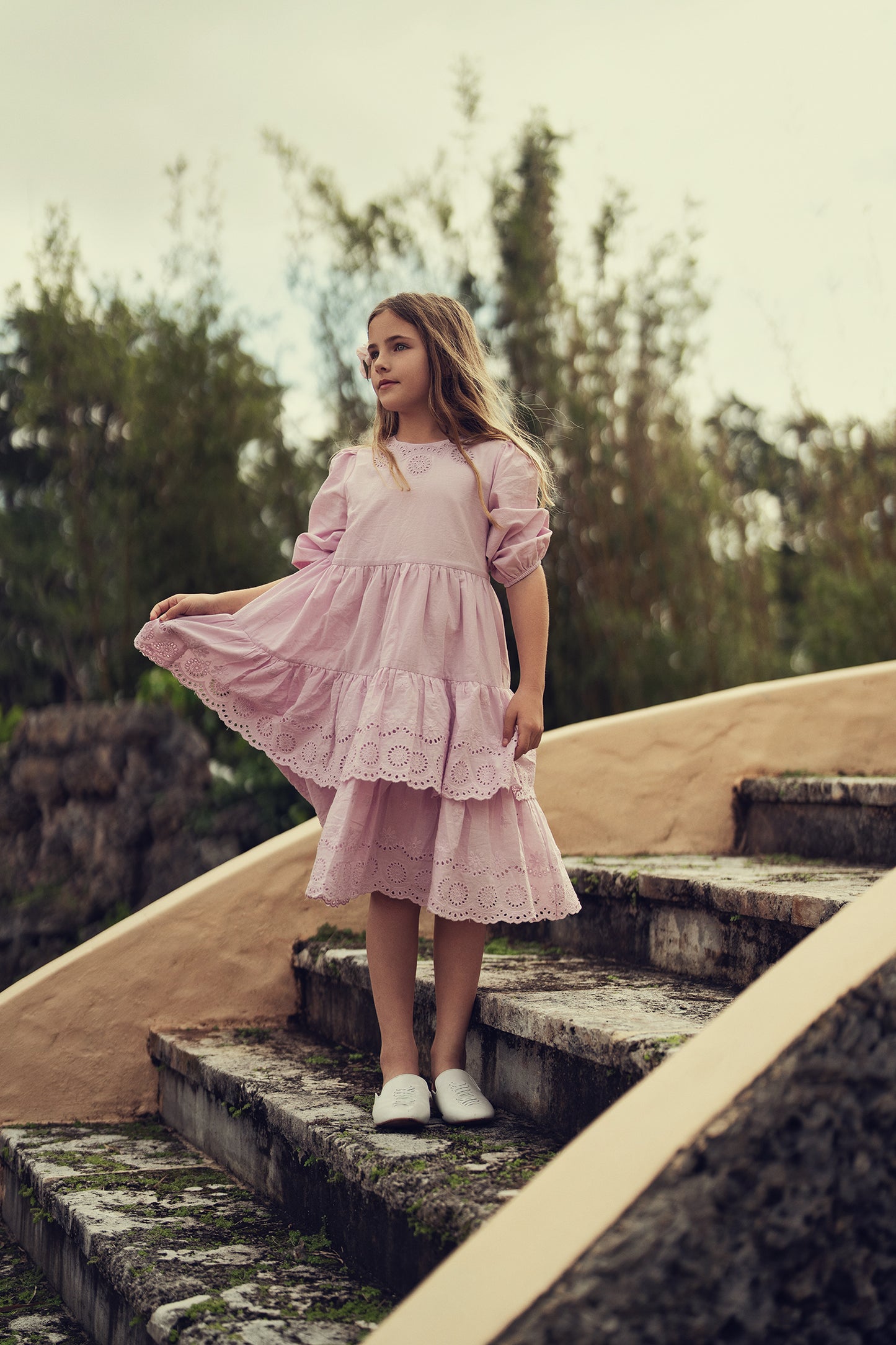 LILAC RUFLE CUT OUT DRESS
