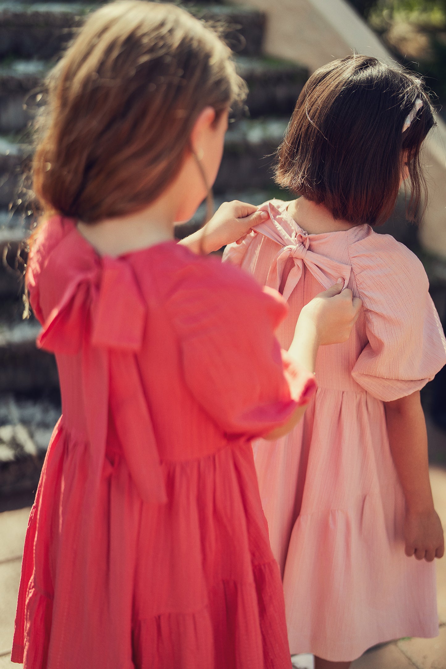 CHERRY TEXTURED BOW DRESS