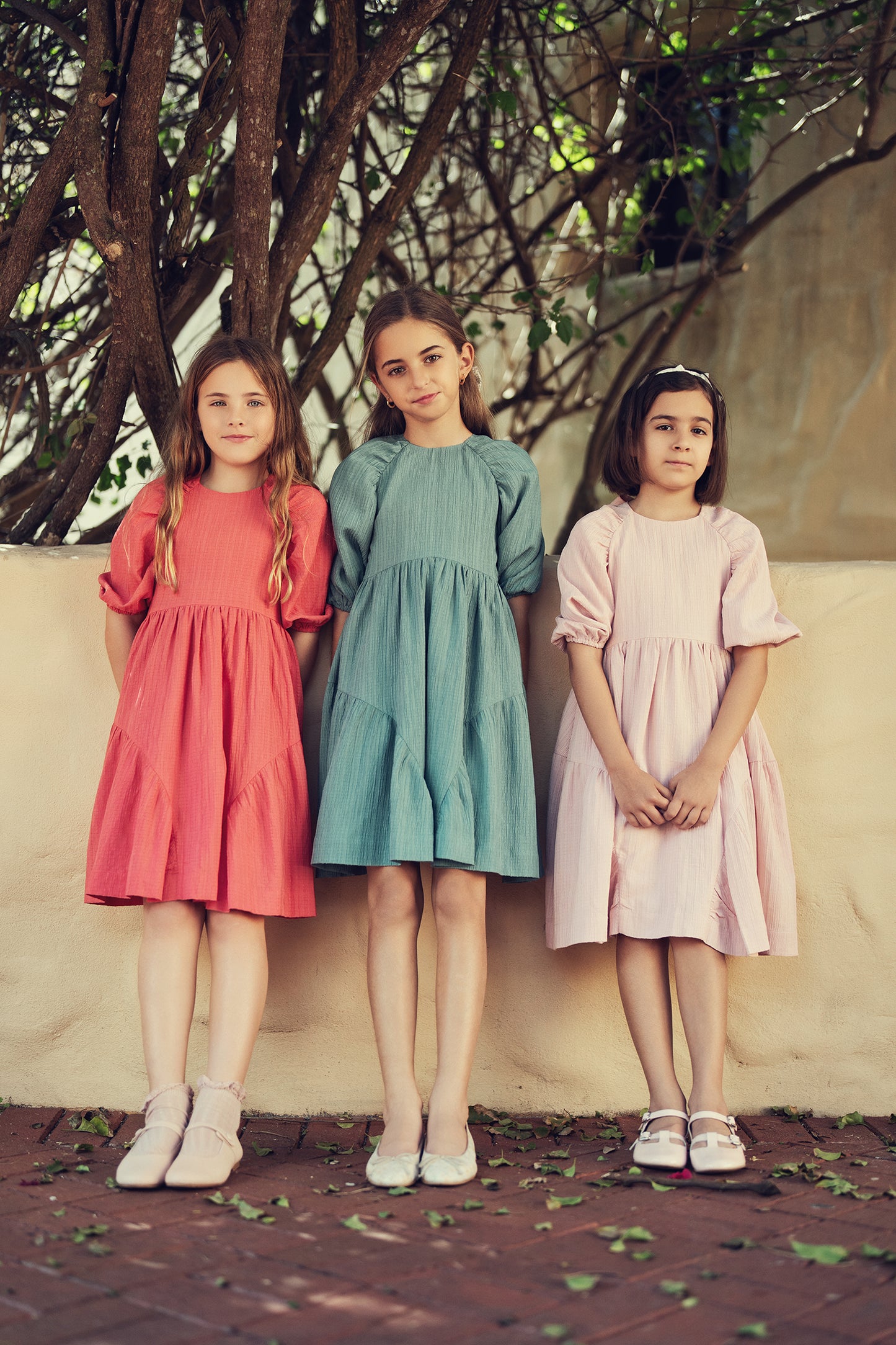 CHERRY TEXTURED BOW DRESS