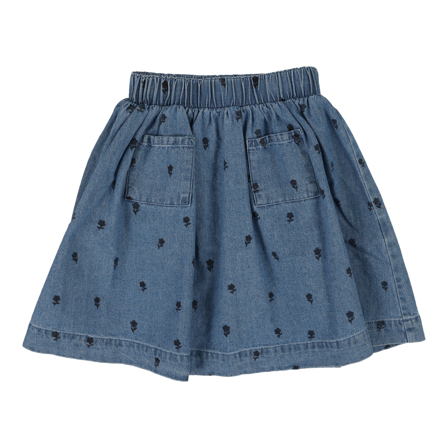 FLORAL ACCENT DENIM SHORT SLEEVE SET