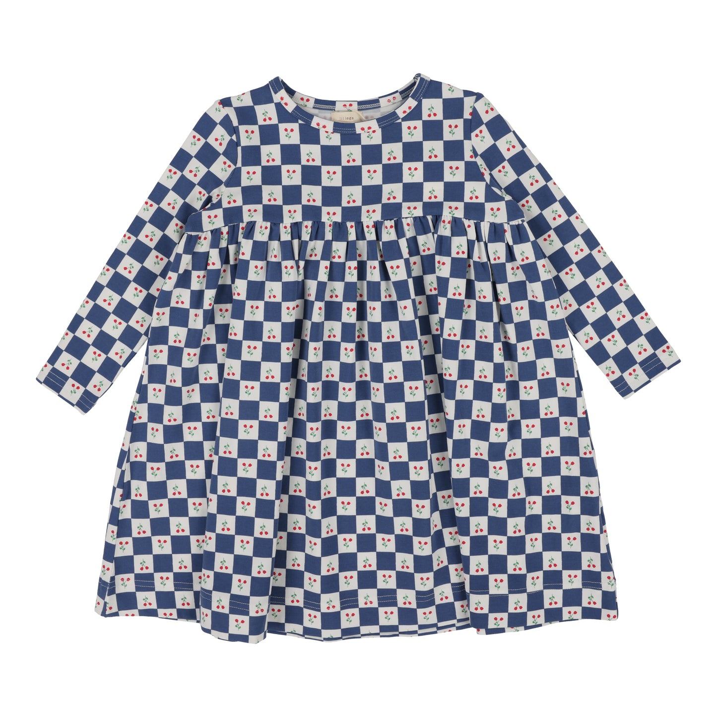 CHECKED TULIP 3/4 SLEEVE DRESS