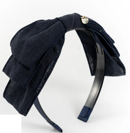 Black Linen Bow headband