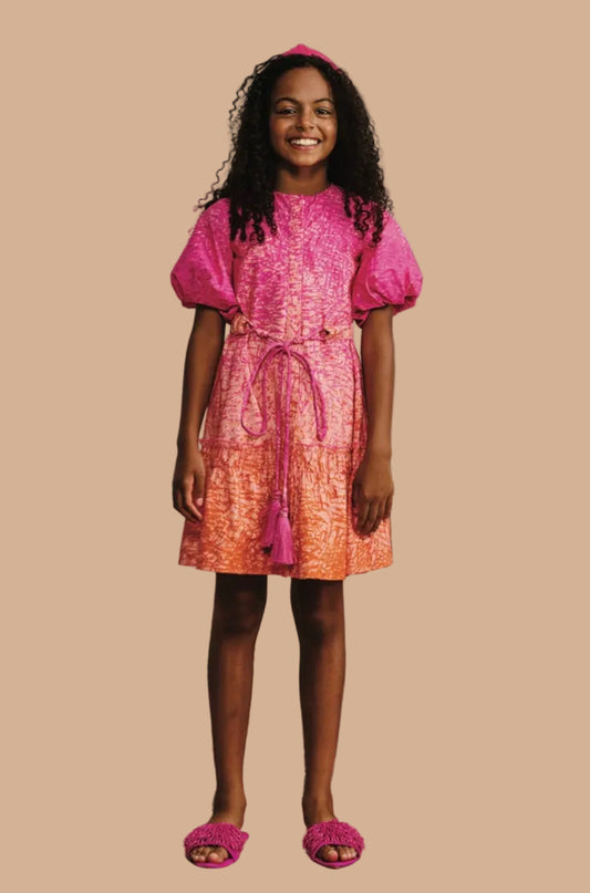 Magenta orange ombre speckled dress