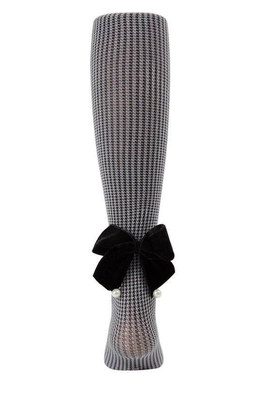 Herringbone Bow Black tights