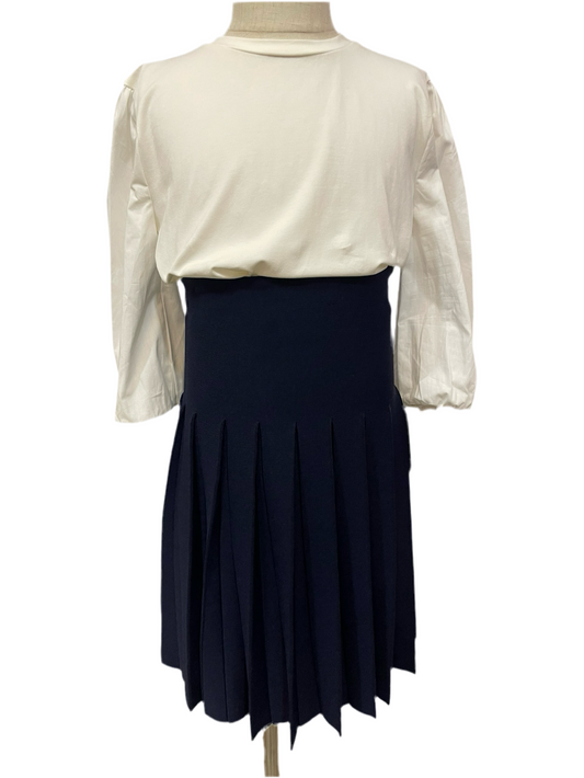 Navy Pleated Skirt