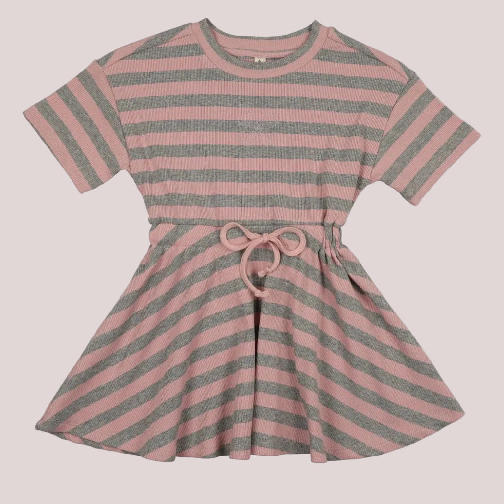 Grey and pink short sleeve dress