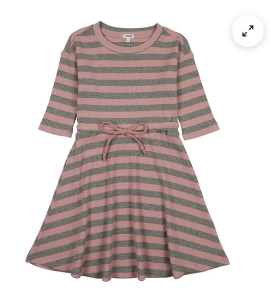 Grey and pink stripe dress