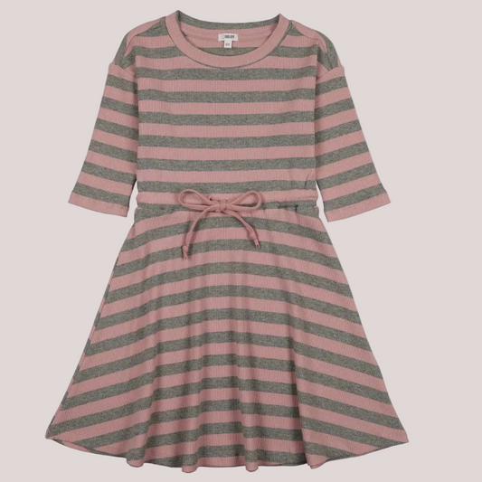 Grey and pink stripe dress
