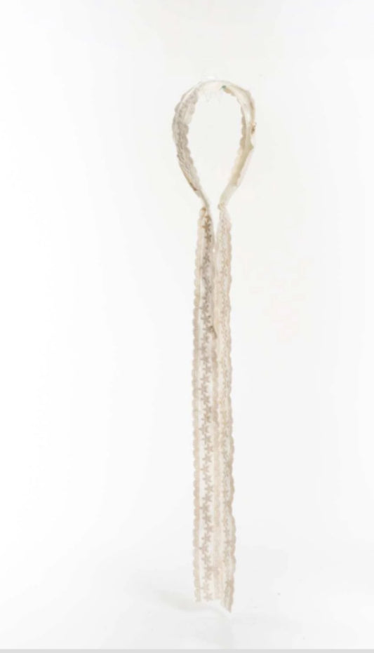 Long lace headband beige