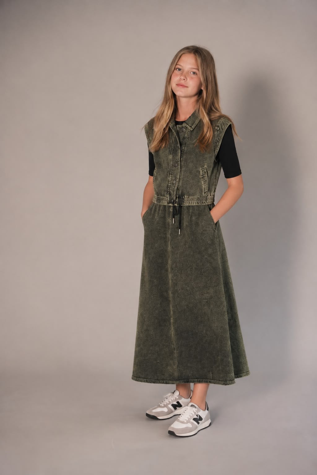Washed Denim Lime Set