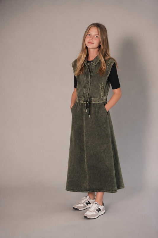 Washed Denim Lime Set