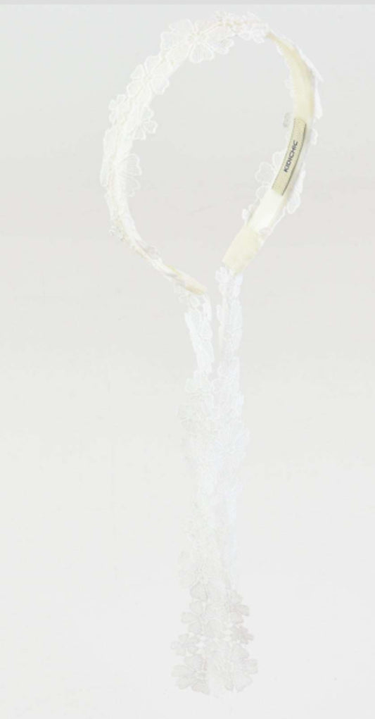 Mesh flower headband white