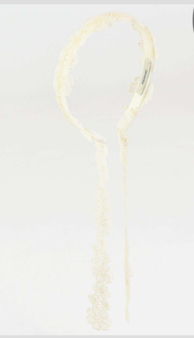 Flower mesh headband  beige