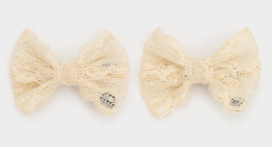 Mini bow clip beige