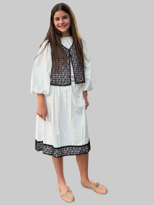 Black and white crochet vest set