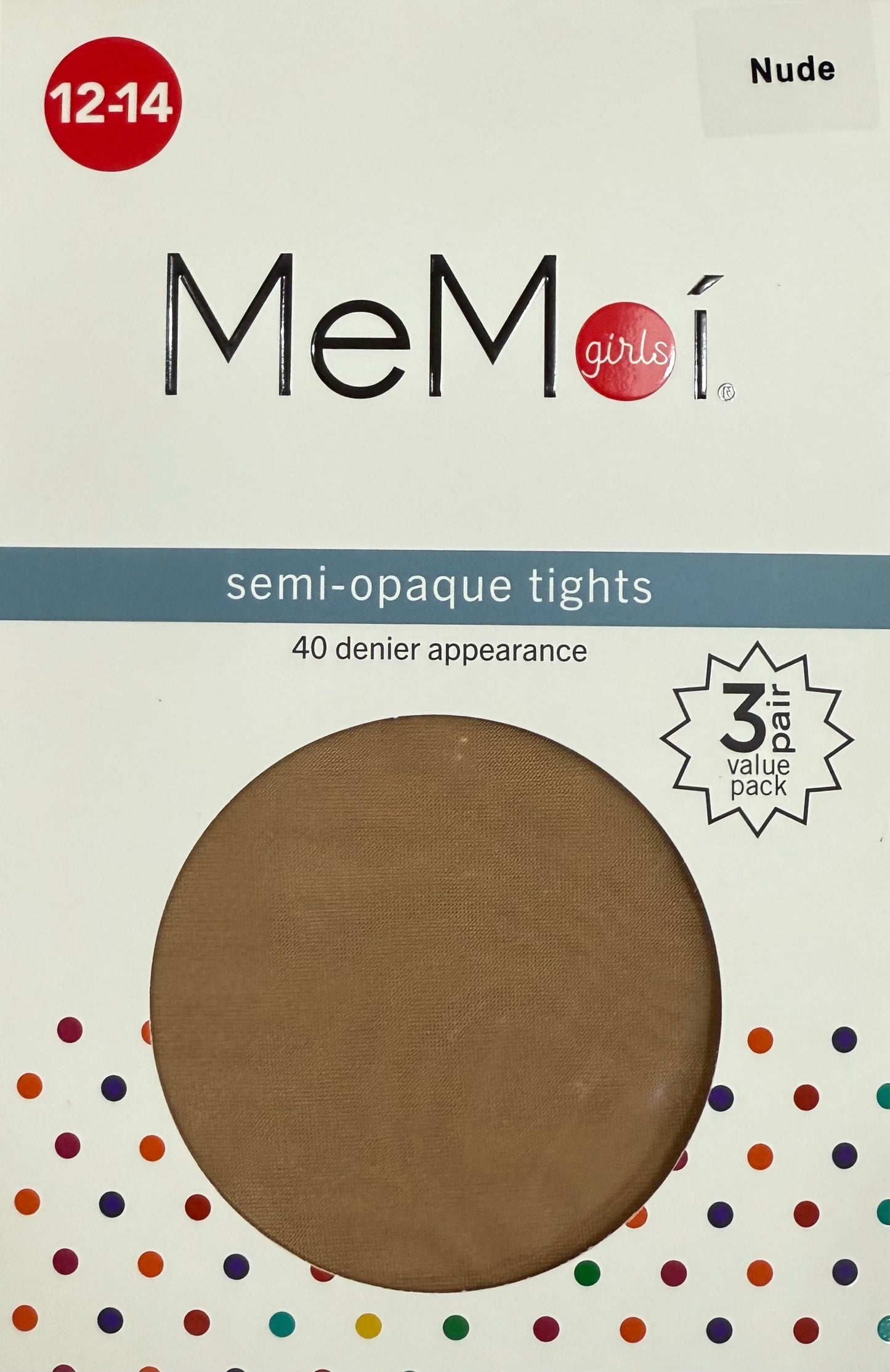 Girls NUDE SEMI OPAQUE TIGHTS 3 PACK 40D