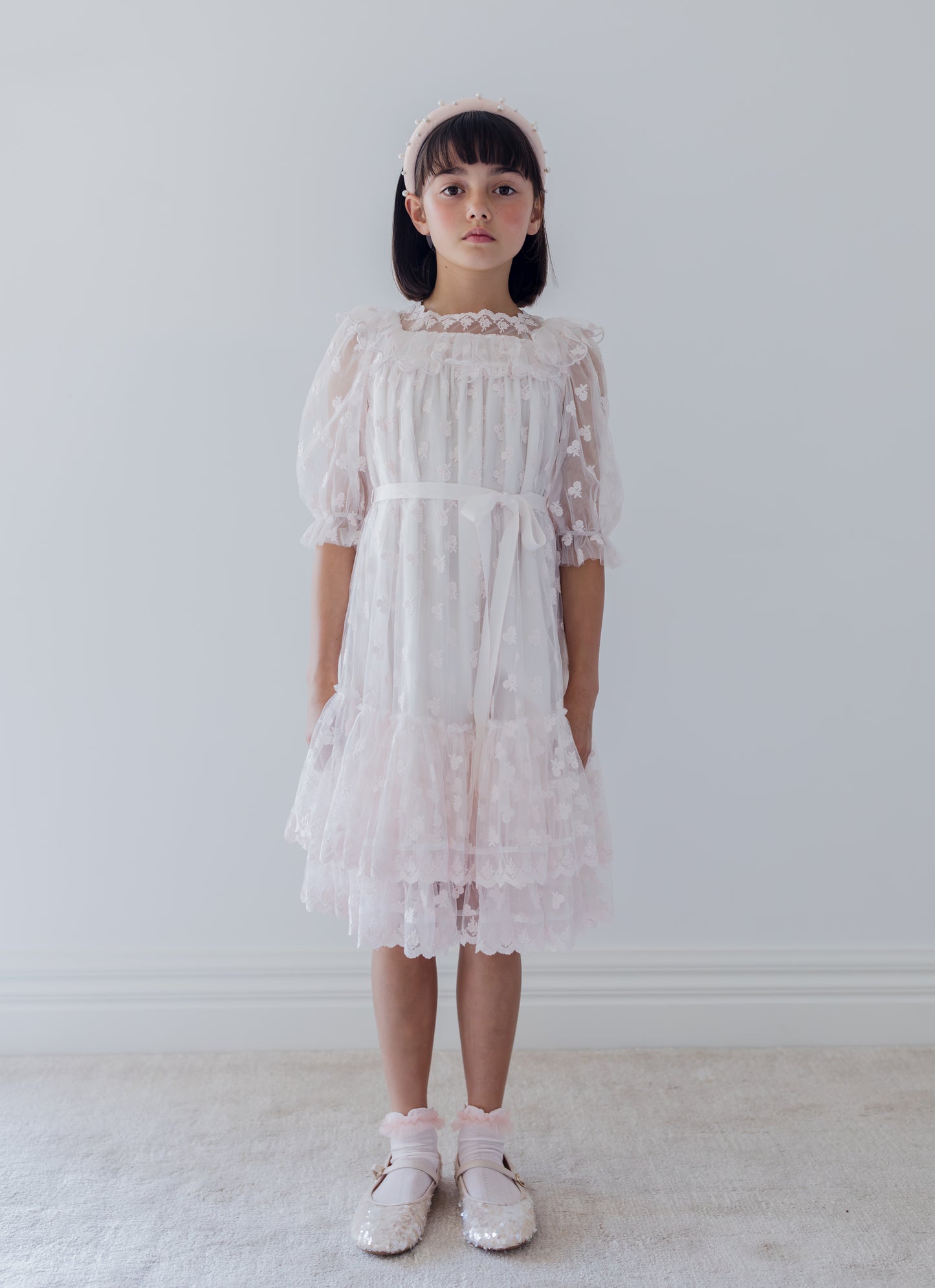 Embroiled bud tulle dress