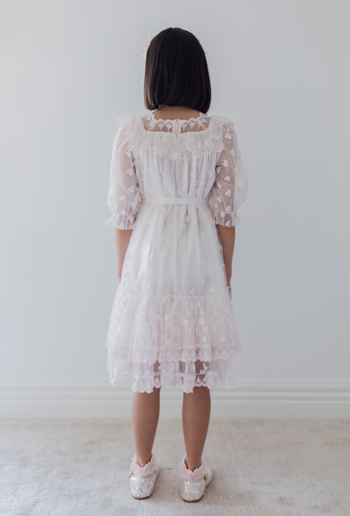 Embroiled bud tulle dress
