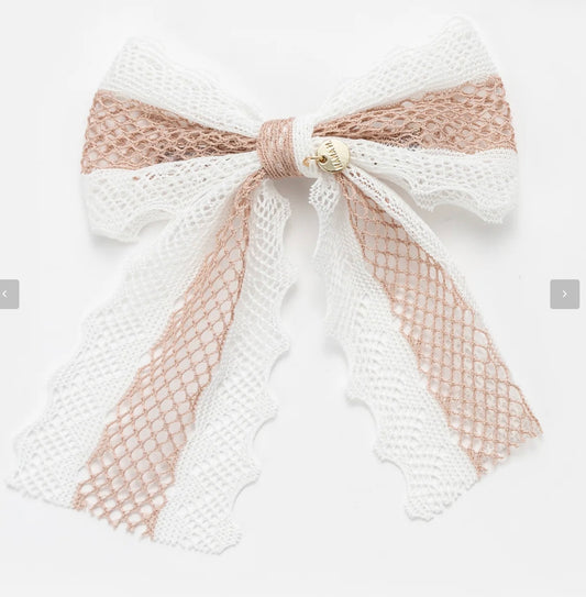 LACE SHORT RIBBON BOW CLIP