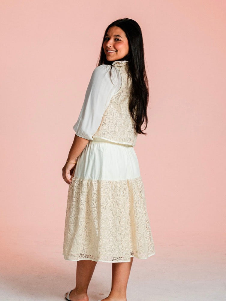 Ivory crochet vest set