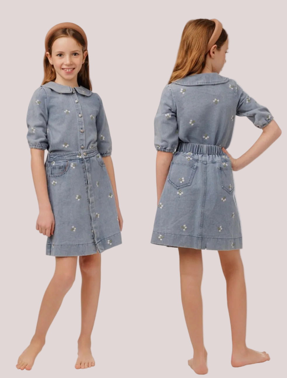 EMBROIDED DENIM SET