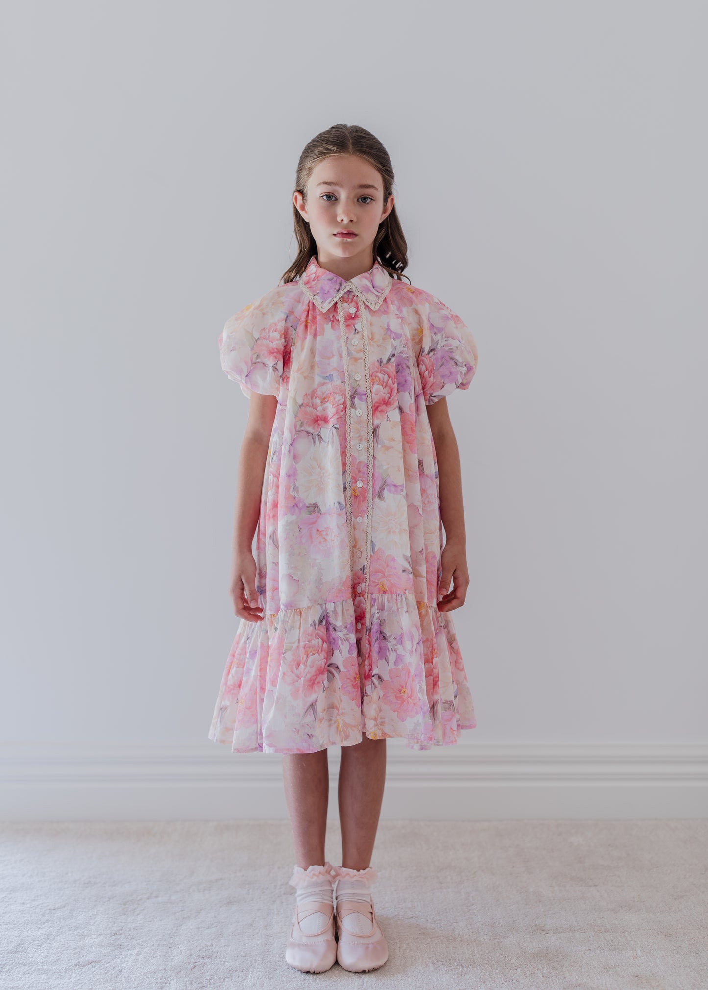 Dahlia print shirt dress