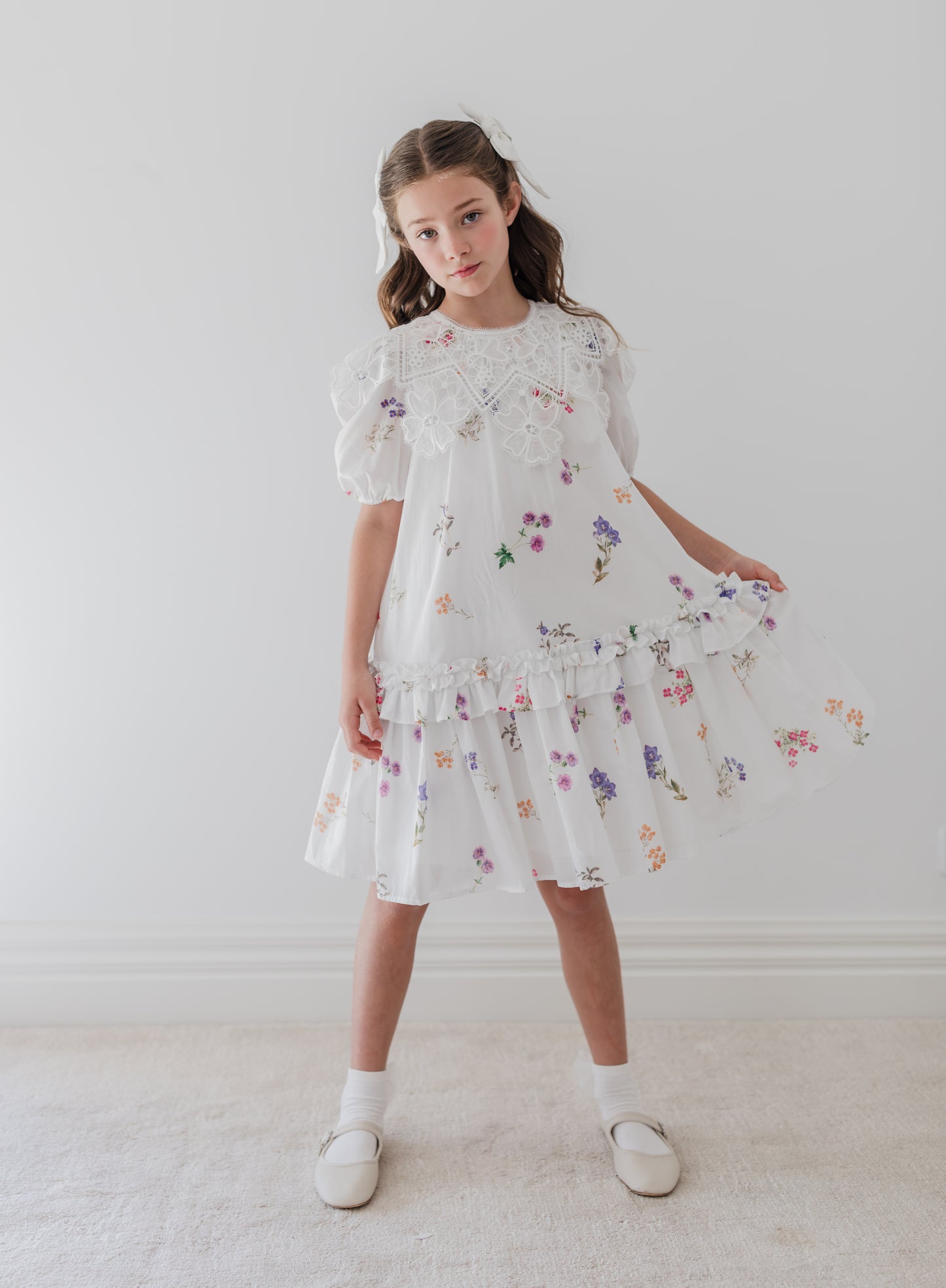 Floral Sketch Collar Dress